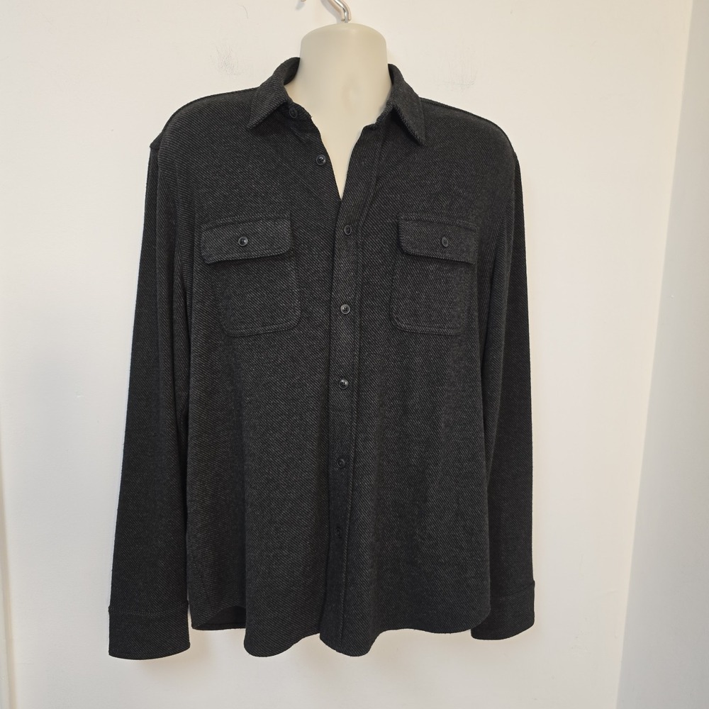 Faherty Legend Shirt Men's L Heathered Black Twill Stretch Long Sleeve Button Up